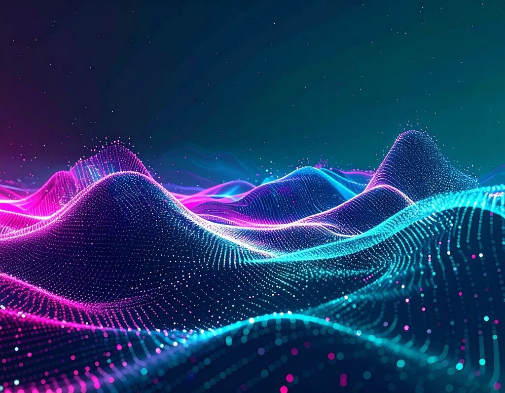 5161_Custom Photo_Abstract big data background using fuchsia, blue and teal dots and lines with a dark teal background