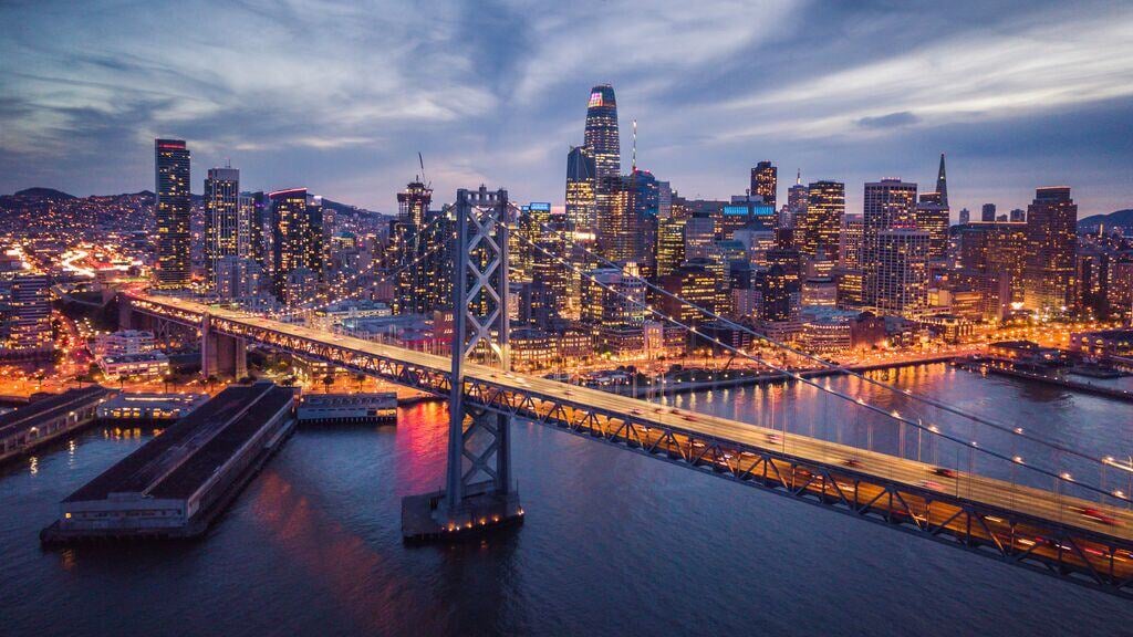 Website Featured_JPG-2870_Aerial view of San Francisco and the Bay Bridge at Night
