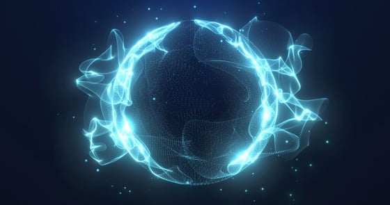 2689_Abstract glowing sphere made of particles, dots and waves