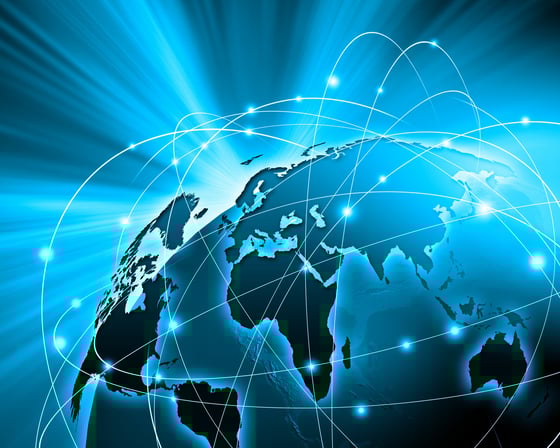 Blue vivid image of globe. Globalization concept-1